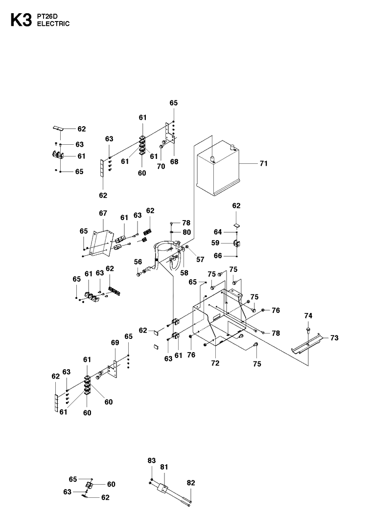 Electrical 3 Diagram and Parts List for PT26D  Husqvarna Lawn Mower
