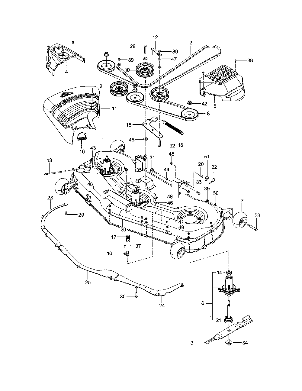 Mower deck/cutting deck Diagram and Parts List for 967271701-00  Husqvarna Lawn Tractor