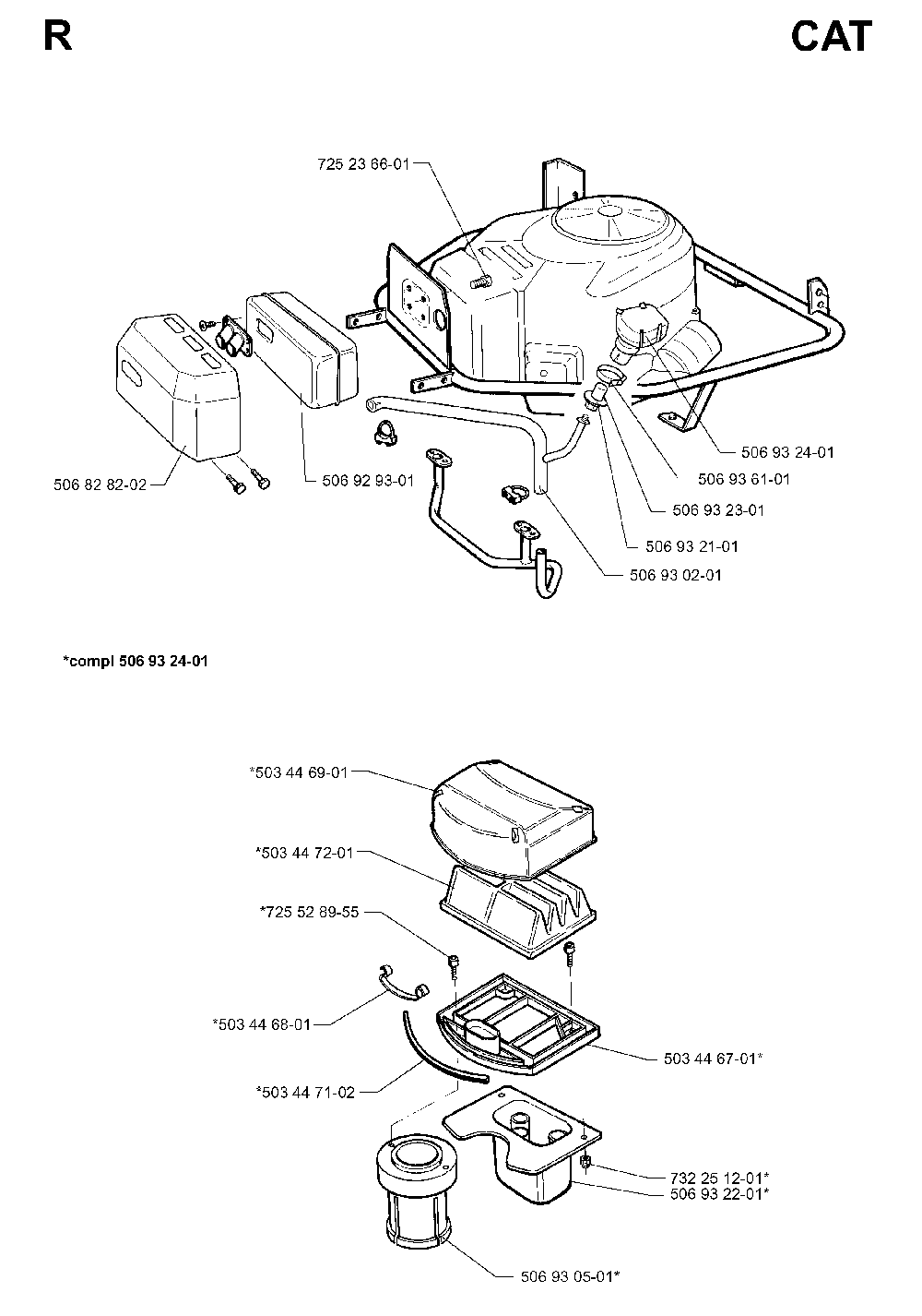 Engine Diagram and Parts List for RIDER1030BIOCLIP 1997-05 Husqvarna Lawn Tractor