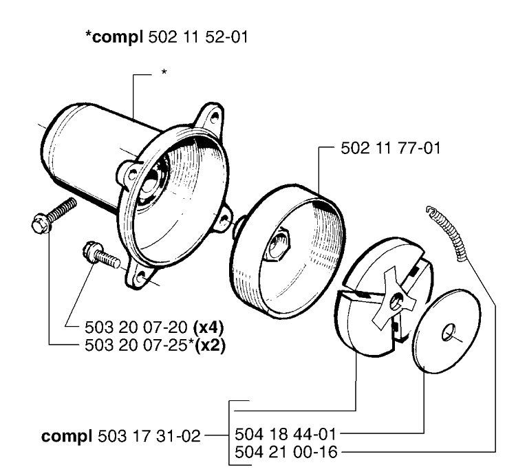Clutch / Drum Diagram and Parts List for 240 2002-08 Husqvarna Brush Cutter