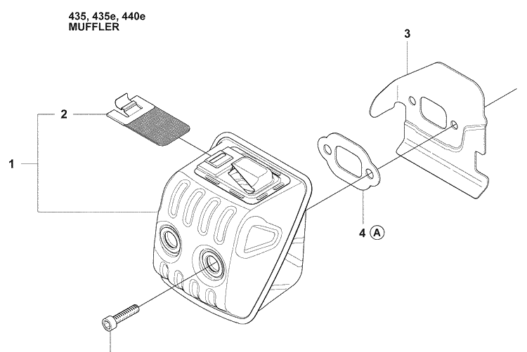 Muffler Diagram and Parts List for 440E 2009-02 Husqvarna Chainsaw