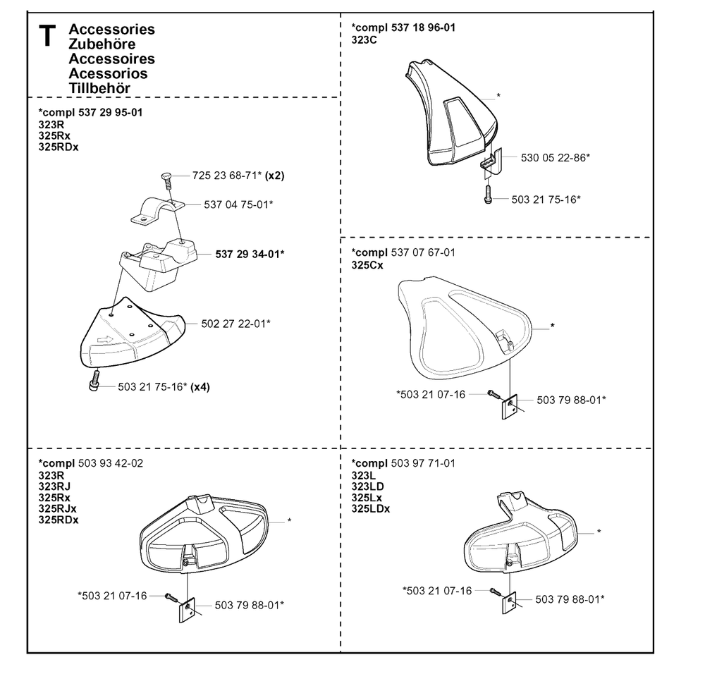 Accessories 5 Diagram and Parts List for 325RDX 20051800001 & Above Husqvarna Trimmer