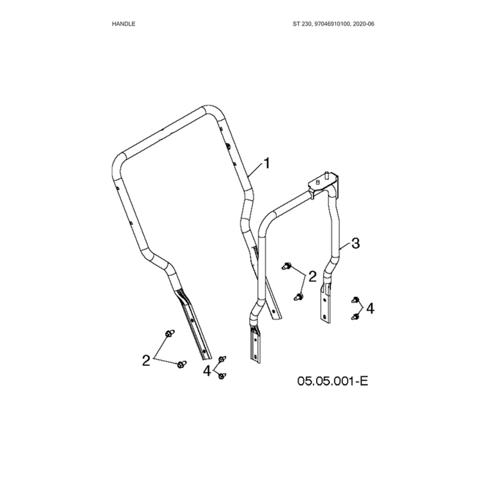 Handle 2 Diagram and Parts List for 970528802  Husqvarna Snow Blower