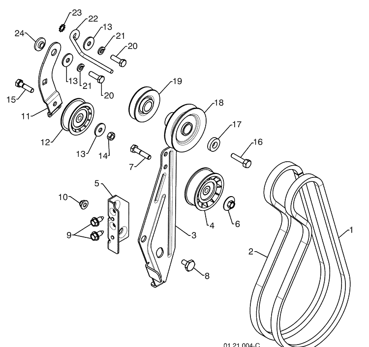Chassis / Pulleys 2 Diagram and Parts List for ST276EP (96191003200)(2009-09) Husqvarna Snow Blower