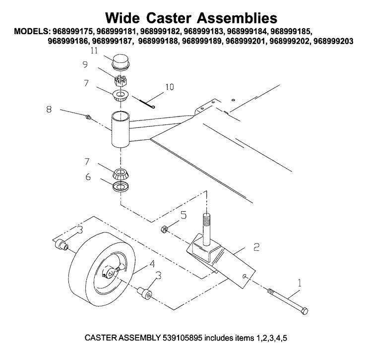 Casters 2 Diagram and Parts List for ZTH6125 (968999186)(2006-04) Husqvarna Lawn Mower