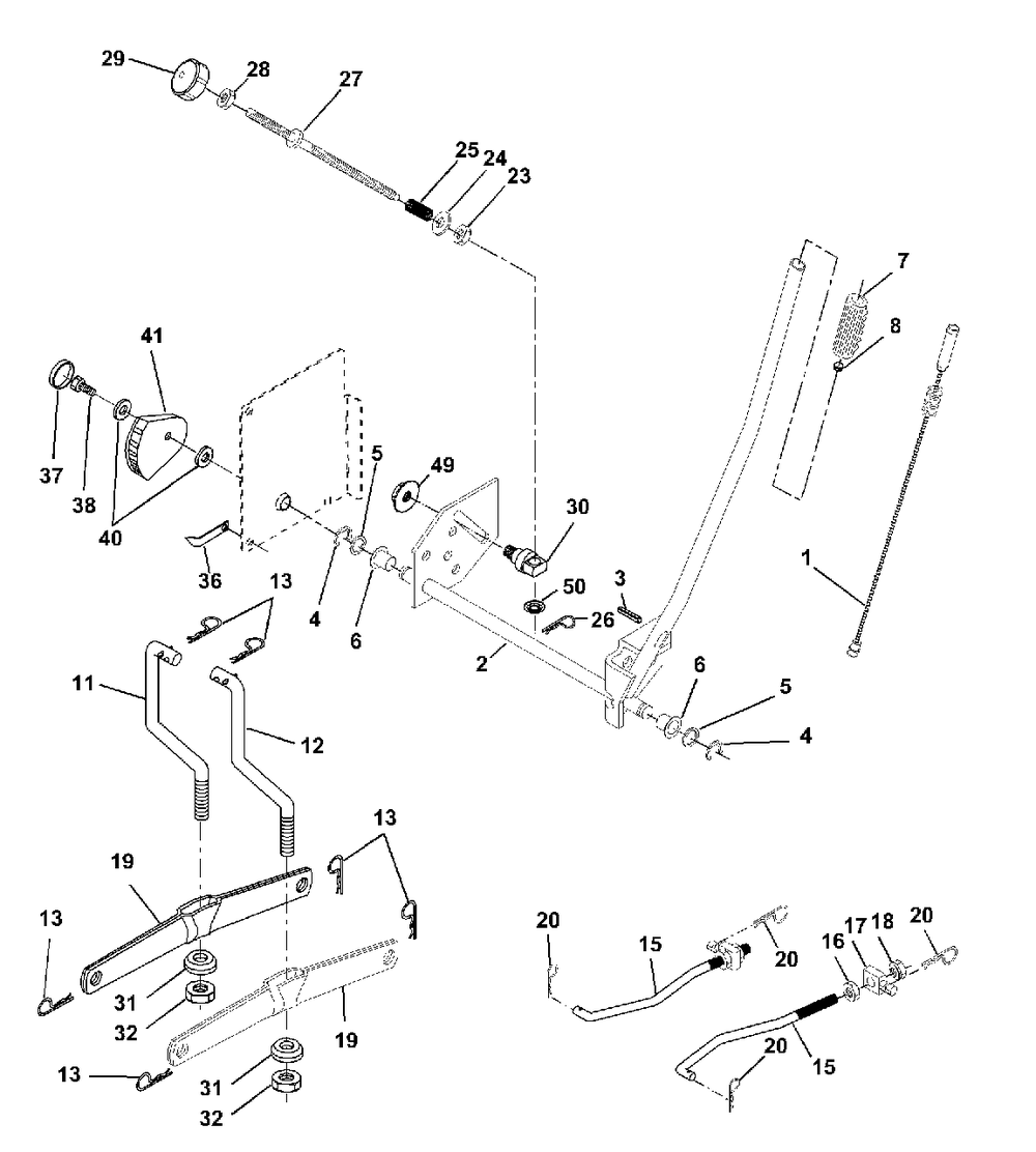 Mower Lift Diagram and Parts List for YTH1746 (954567055-B)(2001-01) Husqvarna Lawn Tractor