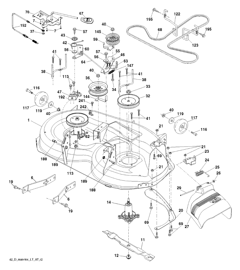 Mower Deck / Cutting Deck Diagram and Parts List for YTH1842 (917243820)(2017-12) Husqvarna Lawn Tractor