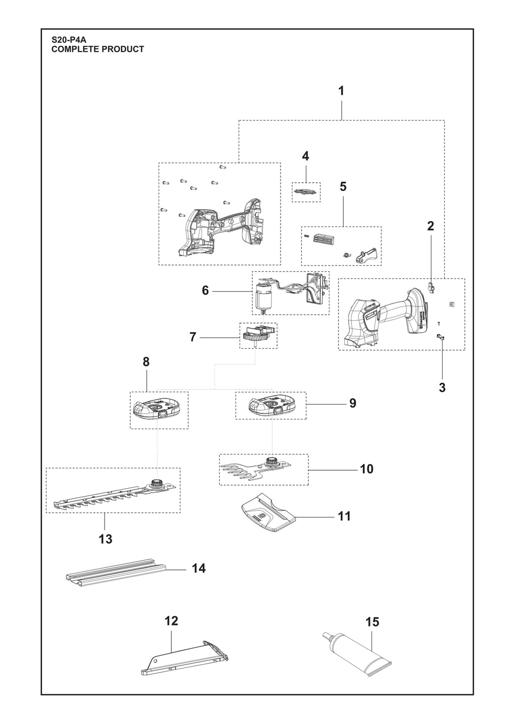 Complete Product Diagram and Parts List for S20-P4A  Husqvarna Trimmer