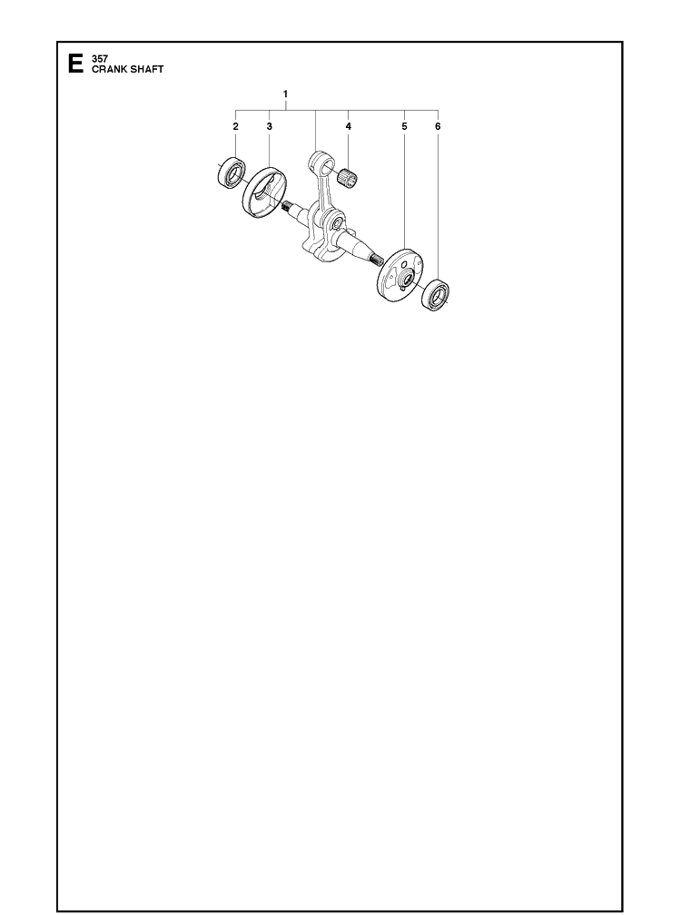 Crankshaft Diagram and Parts List for 357XP 20100600001-20111800000 Husqvarna Chainsaw