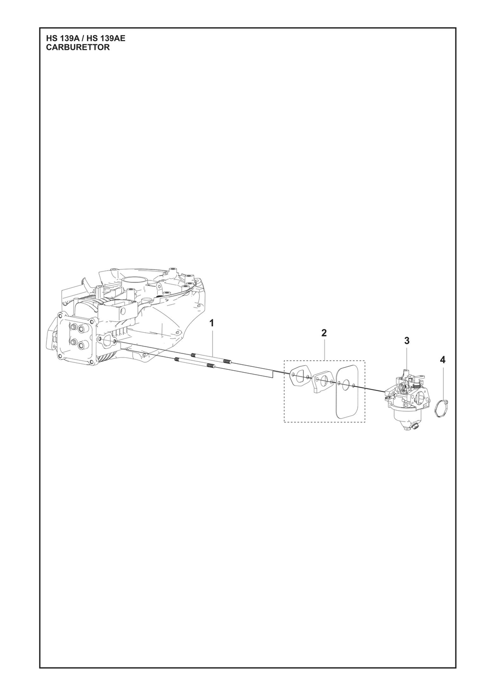 Carburetor Diagram and Parts List for HS139A531450601 HS 139AE 531450801, 531450802 Husqvarna Engine