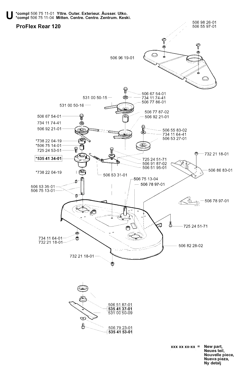48-Inch/122cm Cutting Deck Diagram and Parts List for PF18 2001-01 Husqvarna Lawn Tractor