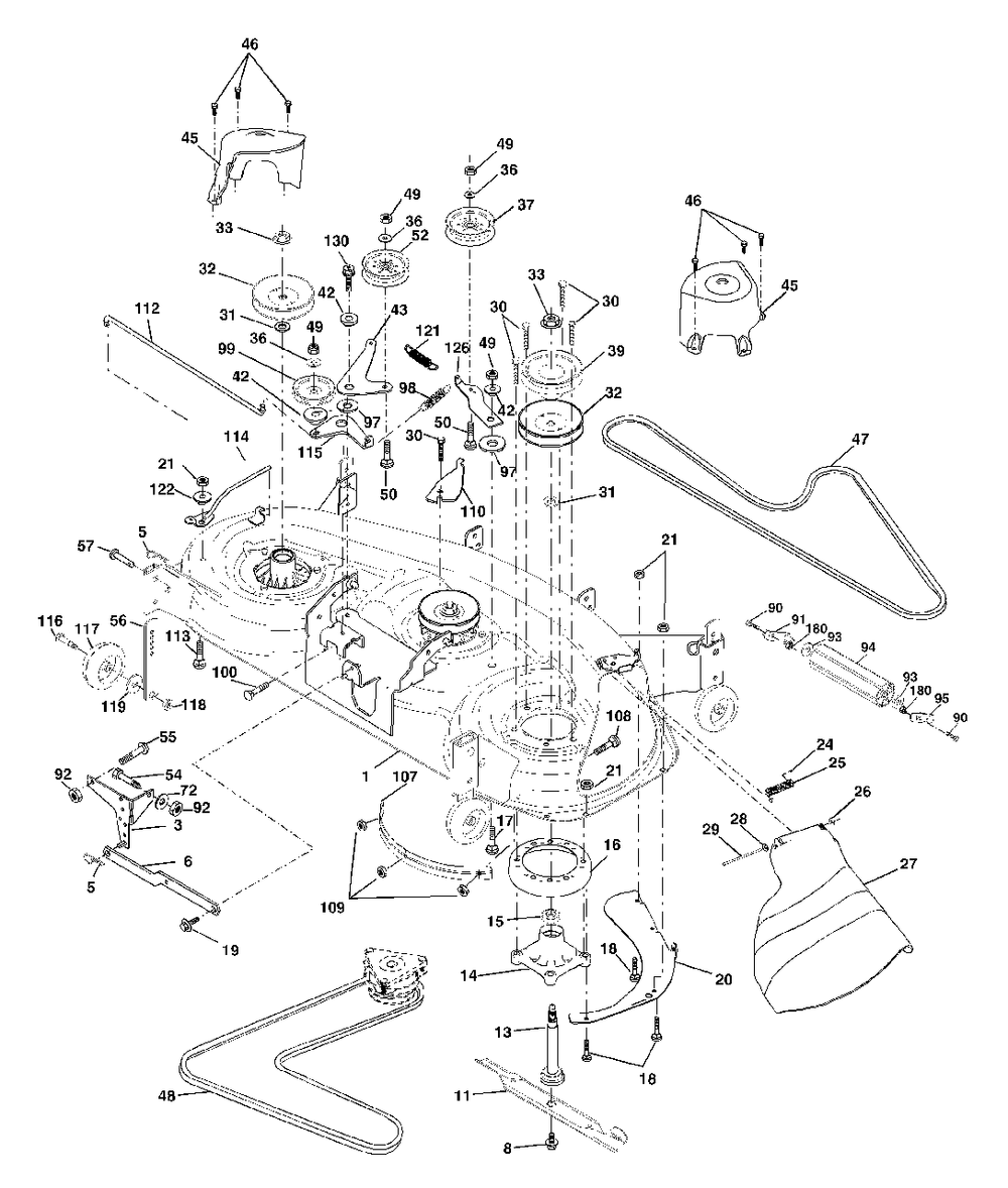 Mower Deck Diagram and Parts List for YTH1848XP (954567260-C)(2001-10) Husqvarna Lawn Tractor