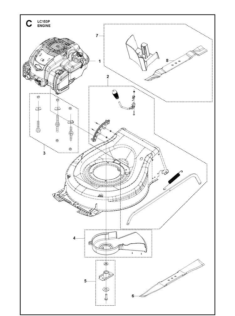 Engine Diagram and Parts List for LC153P (967988501)(2019-11) Husqvarna Lawn Mower
