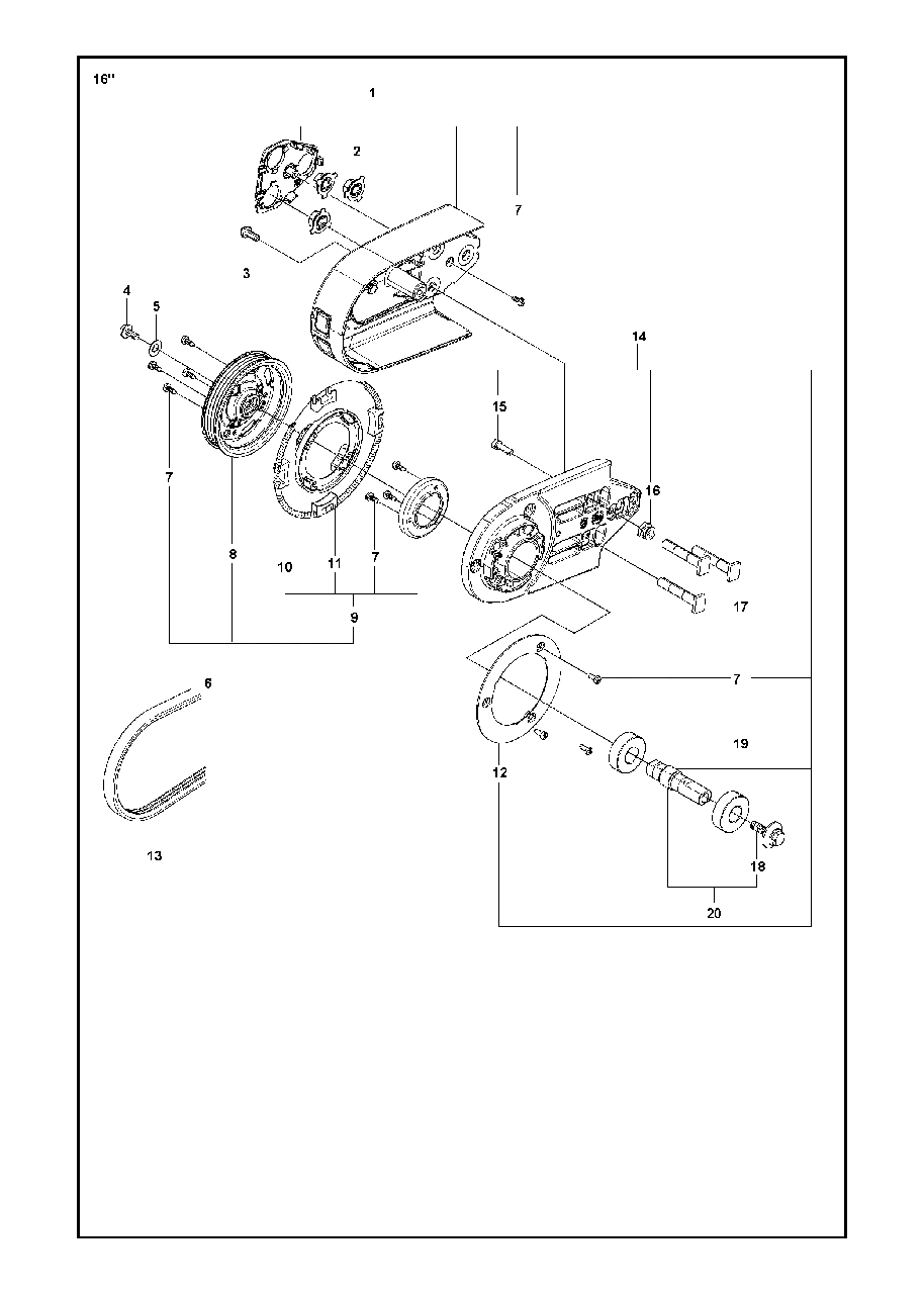 Belt Guard And Pulley Diagram and Parts List for K970III 2016-07 Husqvarna Circular Saw