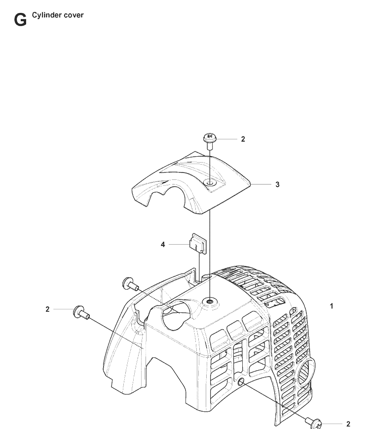 Cylinder Cover Diagram and Parts List for 143RII 20082200001-20090100000 Husqvarna Brush Cutter