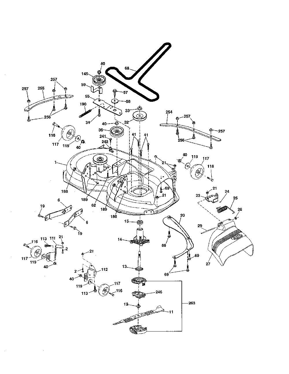 Mower deck Diagram and Parts List for YT42CS-96043022200  Husqvarna Lawn Tractor