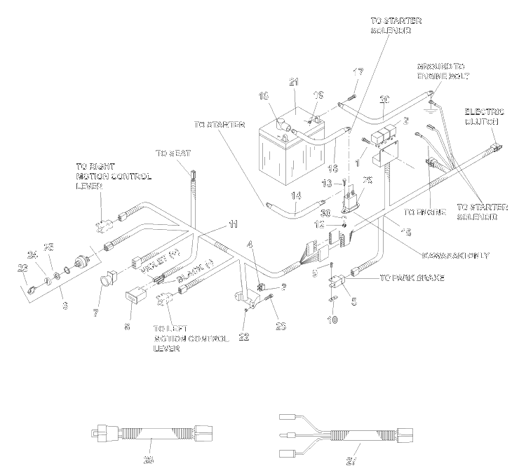 Wiring Assembly Diagram and Parts List for IZ4817KAA (968999231) S/N 033600000 & Up)(2004-09) Husqvarna Lawn Tractor