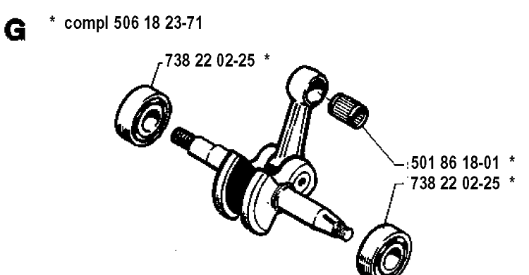 Crankshaft Diagram and Parts List for 254 19942300001-19960100000 Husqvarna Chainsaw