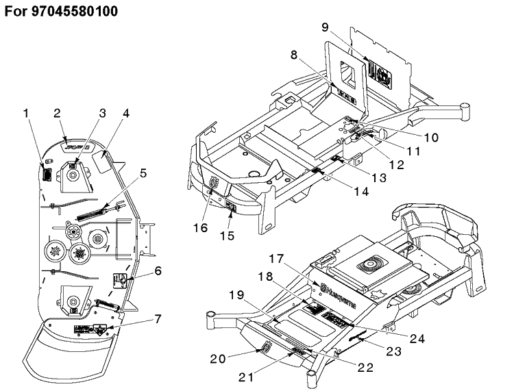 Decals 2 Diagram and Parts List for MZ54 (97045580100)(2019-12) Husqvarna Lawn Mower