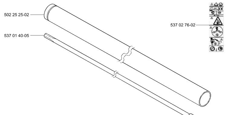 Shaft / Tube Diagram and Parts List for 265RX 2001-07 Husqvarna Brush Cutter