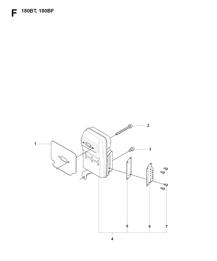Muffler Diagram and Parts List for 180BF 20084000001-Current Husqvarna Leaf Blower / Vacuum