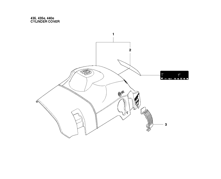 Cylinder Cover Diagram and Parts List for 435 20102300001-20111800000 Husqvarna Chainsaw