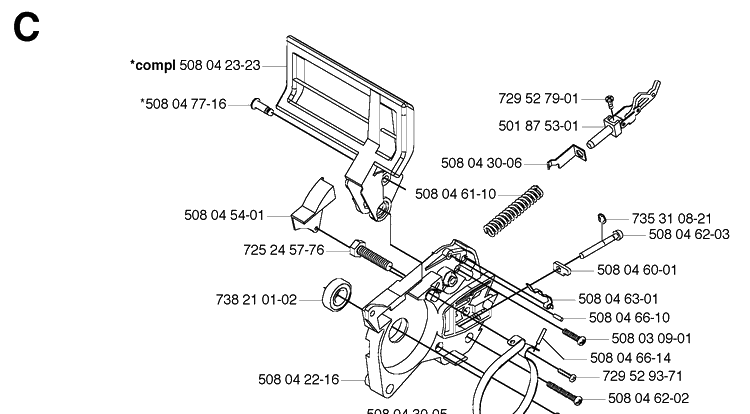 Chain Brake Diagram and Parts List for 315 20033100001-Current Husqvarna Chainsaw