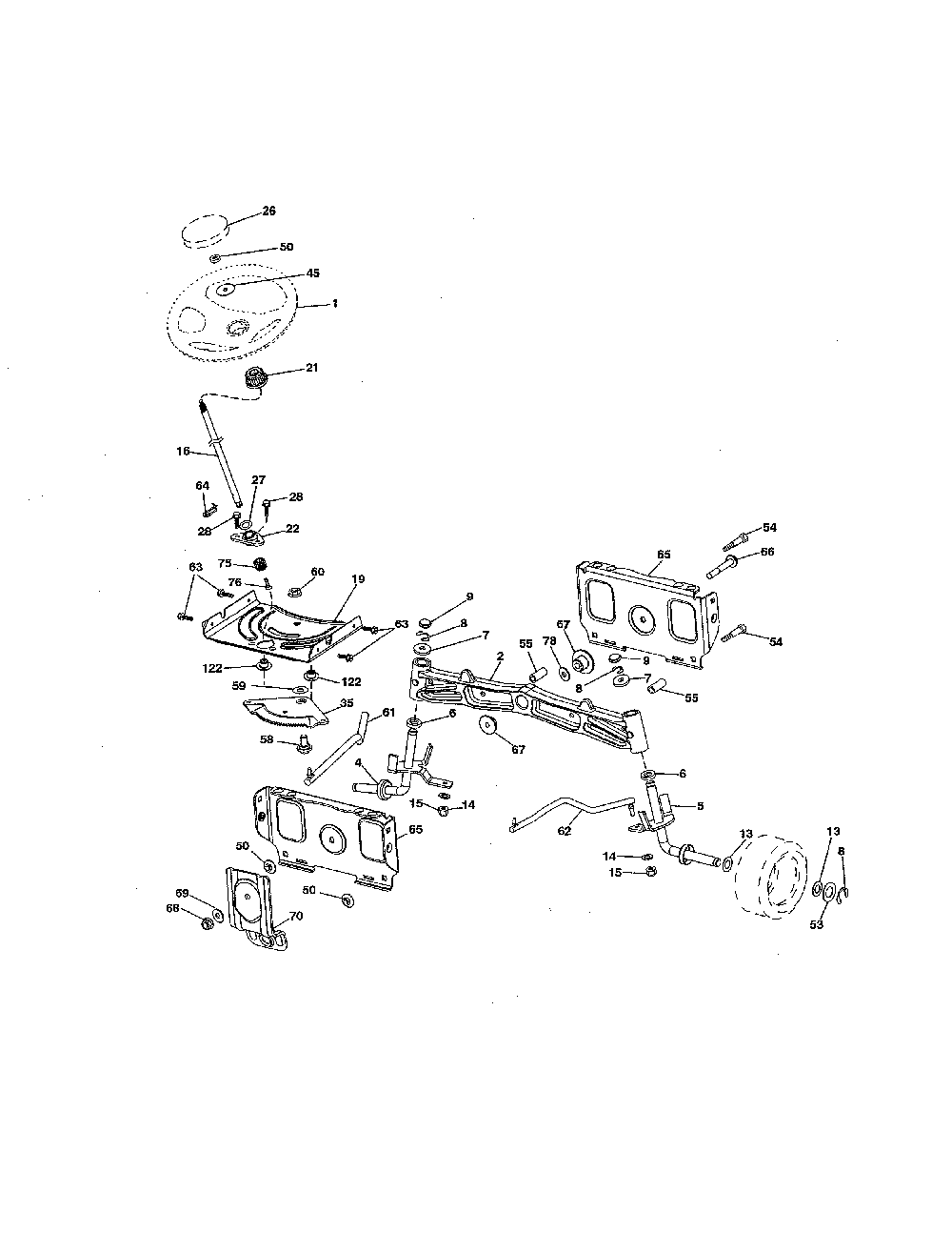 Steering Diagram and Parts List for 96045005700  Husqvarna Lawn Tractor