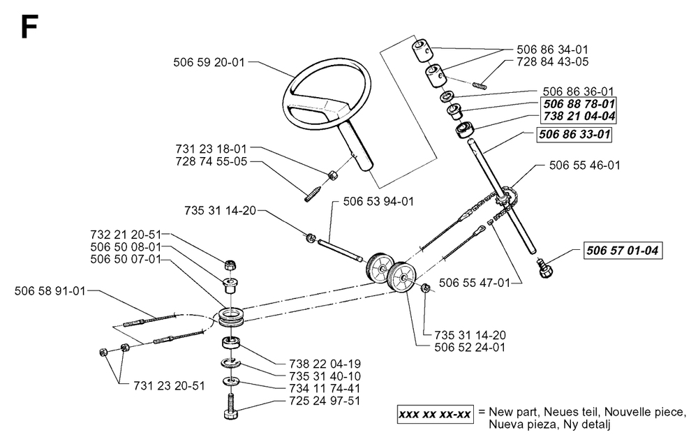 Steering Diagram and Parts List for R850HST 1998-03 Husqvarna Lawn Tractor