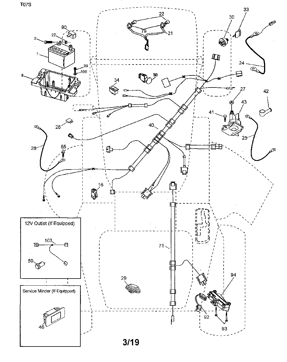 Electrical Diagram and Parts List for LGT48DXL-96043026000  Husqvarna Lawn Tractor