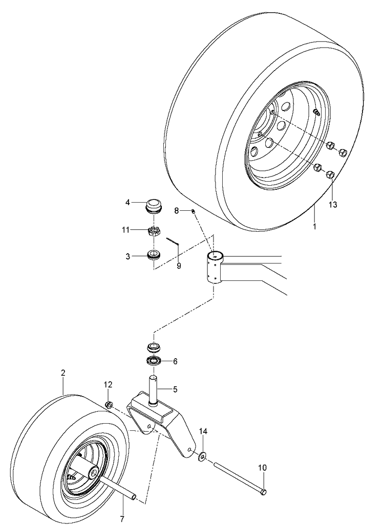 Wheels And Tires Diagram and Parts List for M-ZT61  Husqvarna Lawn Mower