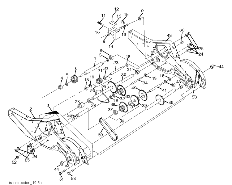 Transmission Diagram and Parts List for CRT51 (96091000200)(2006-02) Husqvarna Cultivator