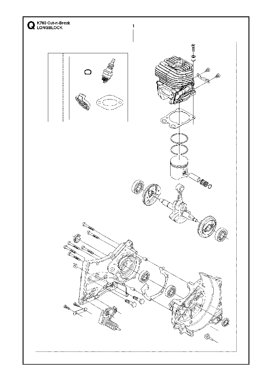 Cylinder And Crankcase Diagram and Parts List for K760CUT-N-BREAK 2013-06 Husqvarna Circular Saw