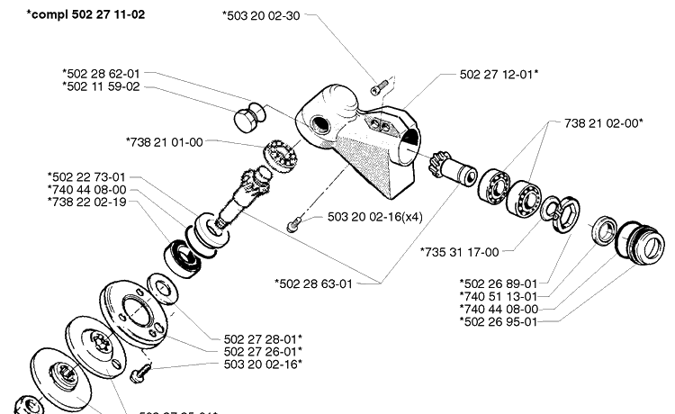 Gear Assembly Diagram and Parts List for 250R 1999-04 Husqvarna Brush Cutter
