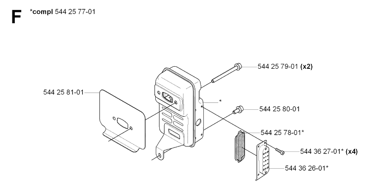 Muffler Diagram and Parts List for 170BT 20061000001-20084000000 Husqvarna Leaf Blower / Vacuum