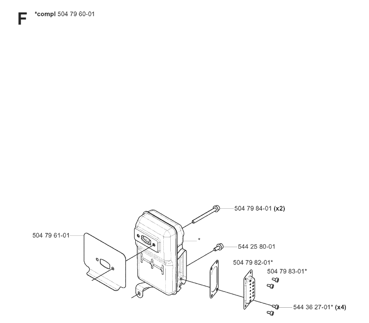 Muffler Diagram and Parts List for 180BF 20080500001-20084000000 Husqvarna Leaf Blower / Vacuum