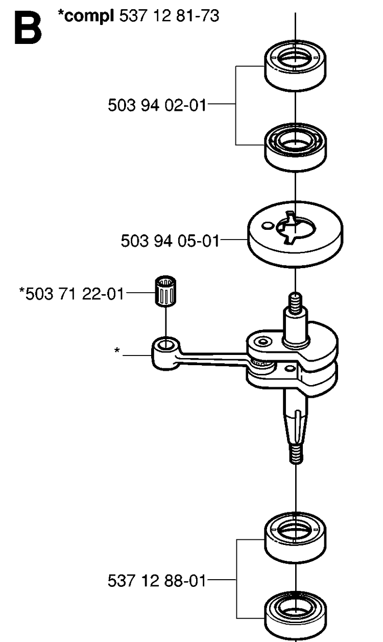 Crankshaft Diagram and Parts List for 326HD75 (X-SERIES)(20020500001-20030100000) Husqvarna Hedge Trimmer