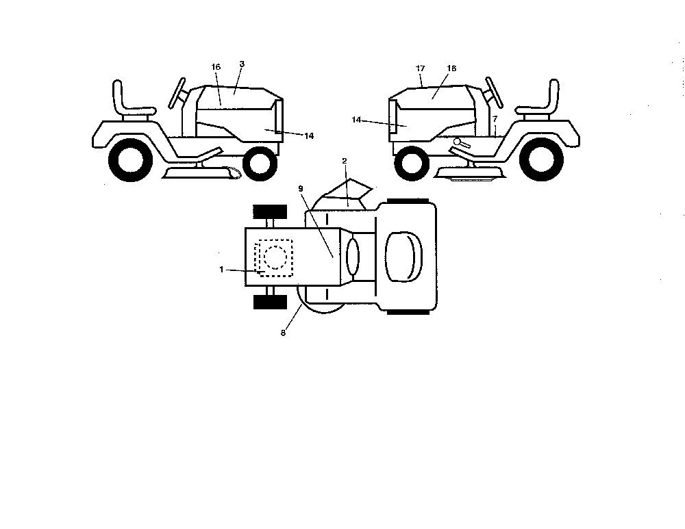 Decals Diagram and Parts List for YT42CS-96043022200  Husqvarna Lawn Tractor