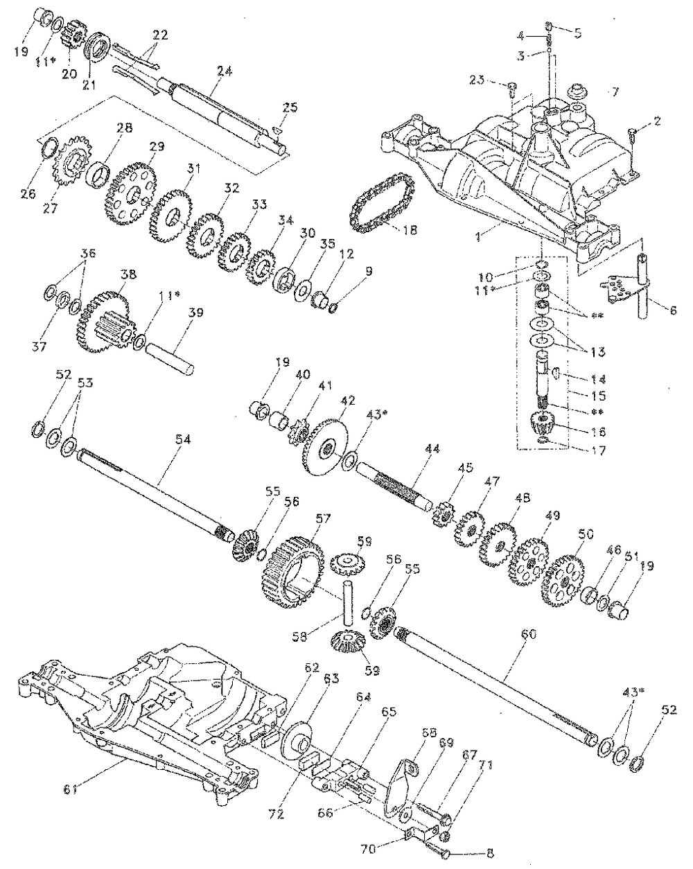 Transmission Diagram and Parts List for LR120 (954000582-C)(1993-01) Husqvarna Lawn Tractor