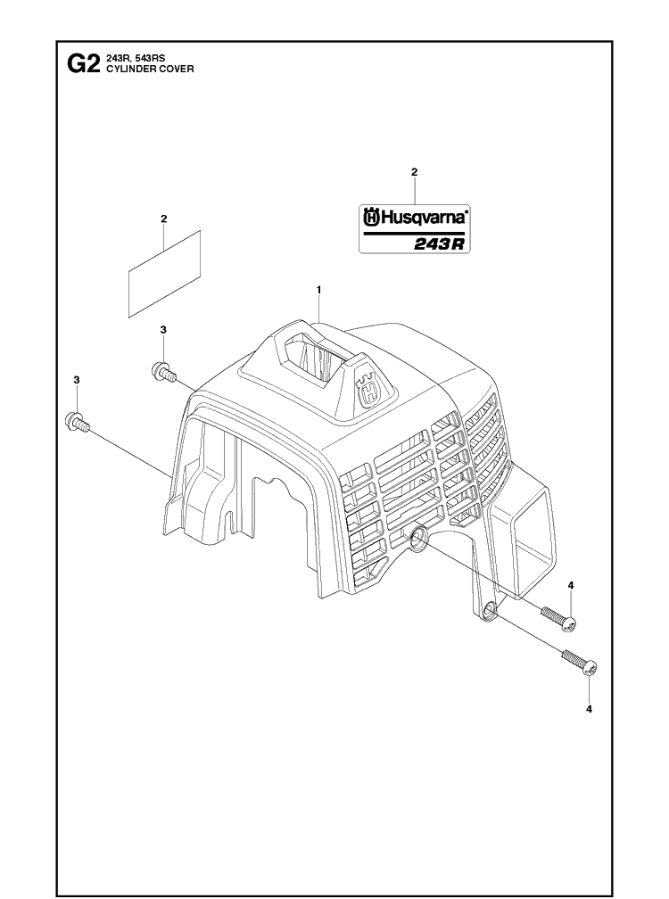 Cylinder Cover Diagram and Parts List for 543RS 20113200001-20121000000 Husqvarna Brush Cutter