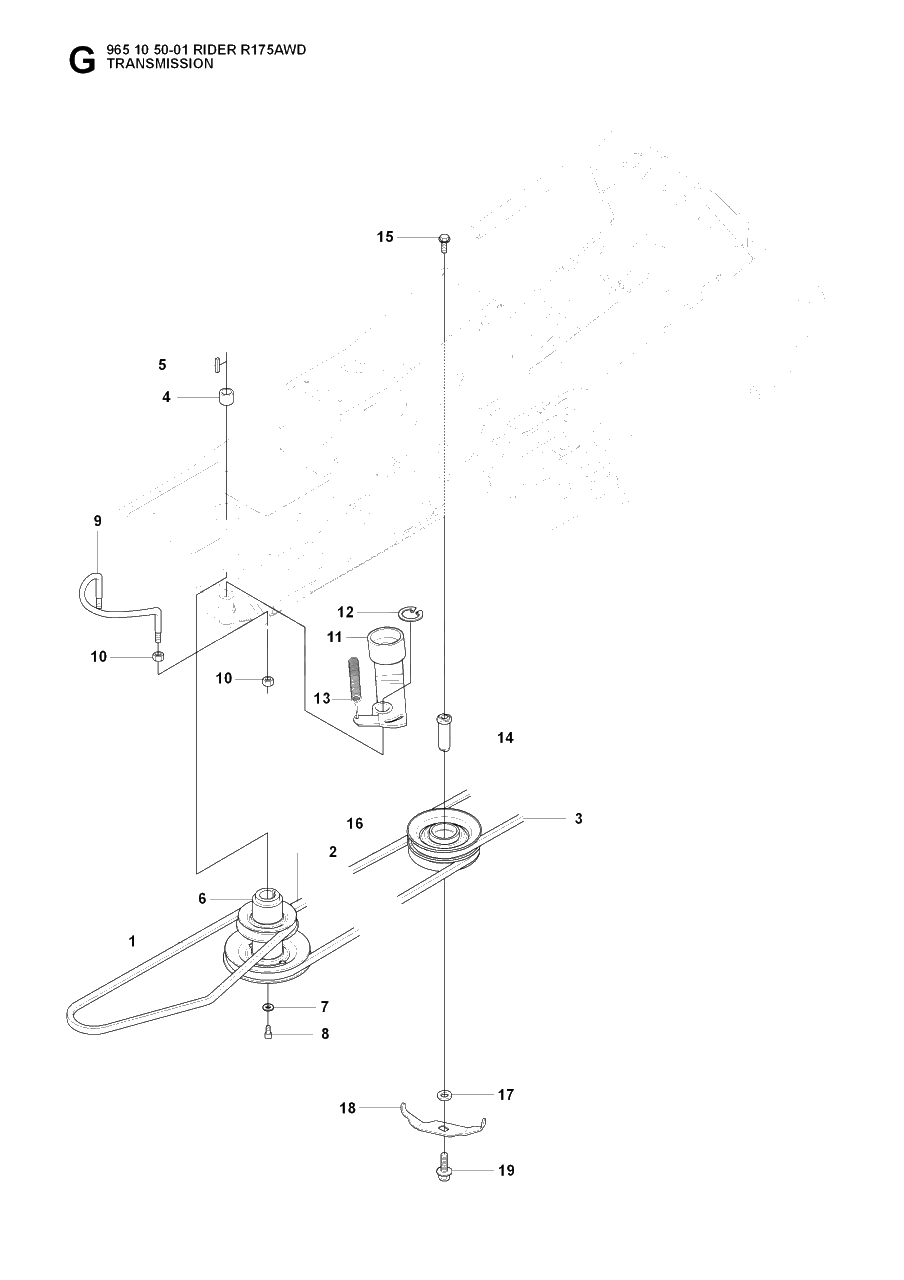 Transmission 3 Diagram and Parts List for R175AWD (965105001)(2007-01) Husqvarna Lawn Tractor