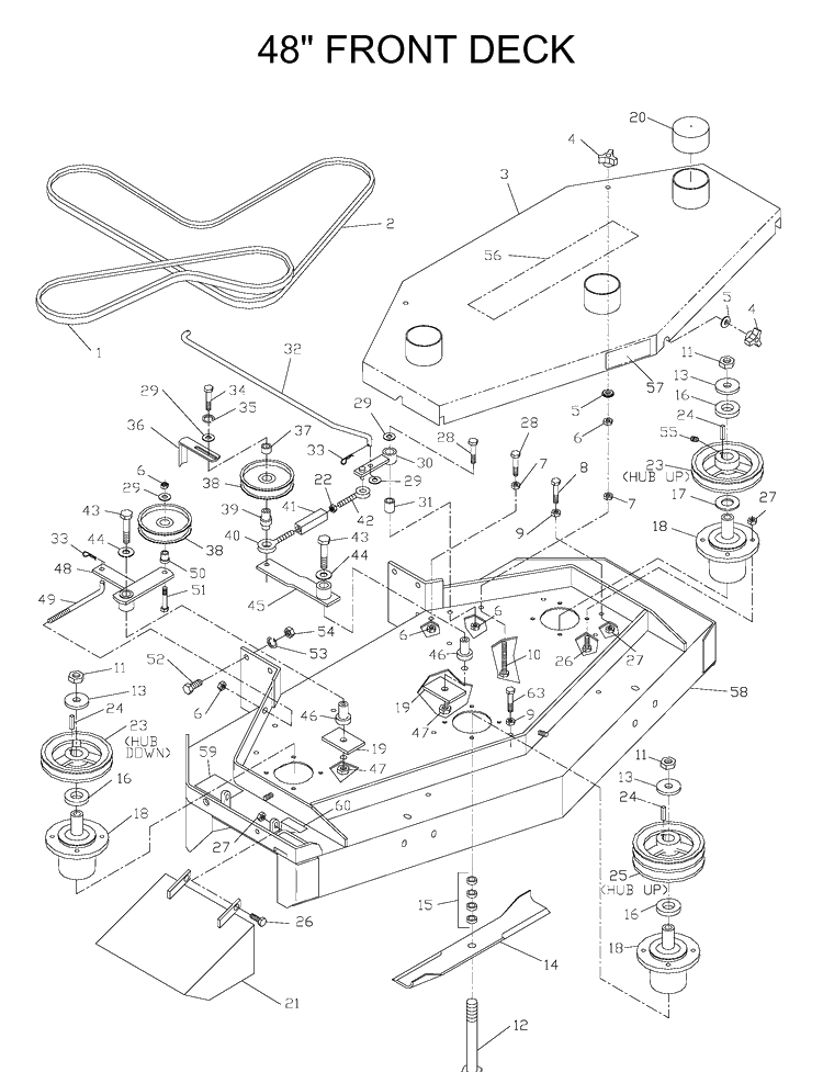 48 Inch/122cm Cutting Deck Diagram and Parts List for W3614A (968999103)(2001-09) Husqvarna Lawn Mower
