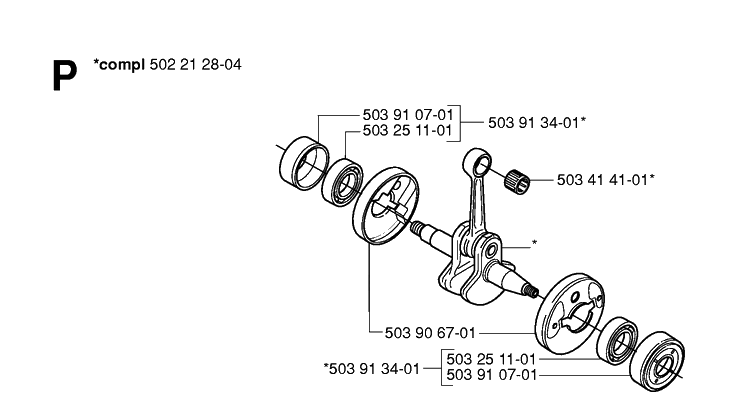 Crankshaft Diagram and Parts List for 235R 20060100001-20061400000 Husqvarna Brush Cutter