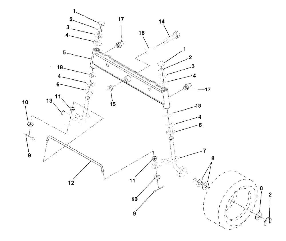 Front Axle Diagram and Parts List for LR120 (954000602-A)(1993-10) Husqvarna Lawn Tractor