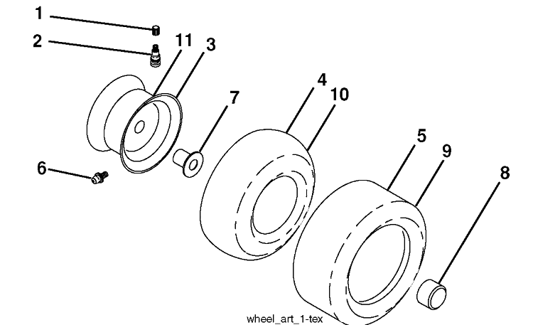 Wheels And Tires Diagram and Parts List for YTH24V54 (917289640)(2010-04) Husqvarna Lawn Mower