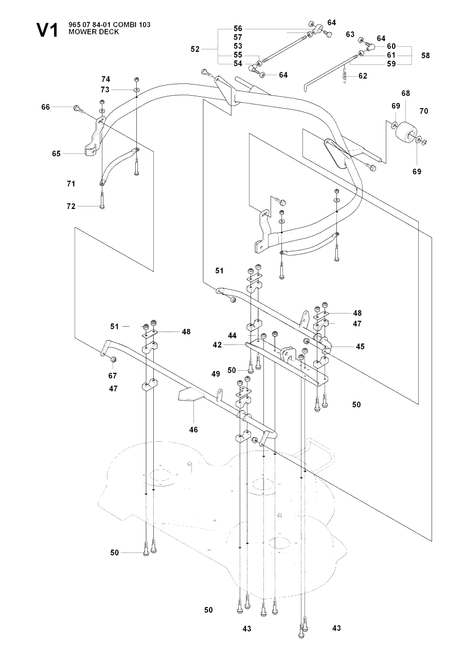 103cm Cutting Deck 2 Diagram and Parts List for R15-V2 (965094501)(2007-01) Husqvarna Lawn Tractor