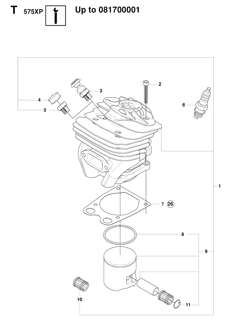 Service Updates 2 Diagram and Parts List for 576XP-576XPEPA 20083100001-20100100000 Husqvarna Chainsaw