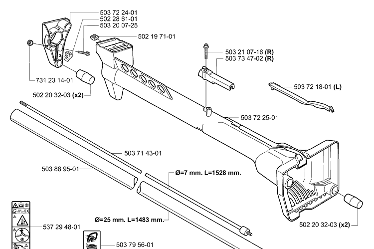 Shaft/Tube Diagram and Parts List for 232L 2006-01 Husqvarna Trimmer