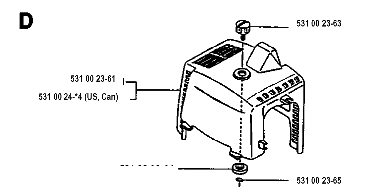 Cover Diagram and Parts List for 125E  Husqvarna Edger