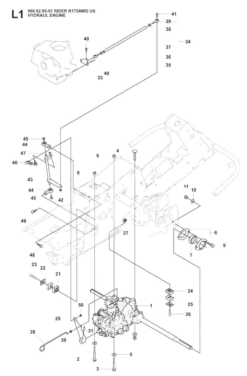 Engine Diagram and Parts List for R175 (966828501)(2008-05) Husqvarna Lawn Tractor